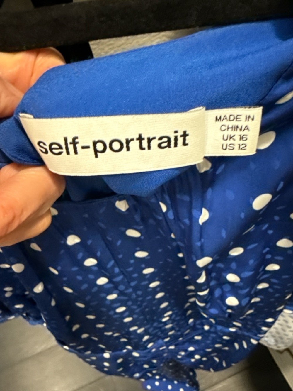 Self-Portrait Royal Blue Polka Dot Ruched Midi Dress. - Picture 4 of 4